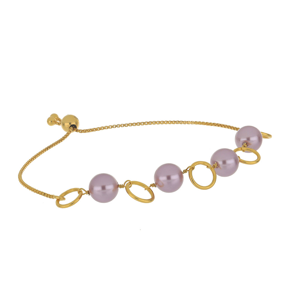 Pulsera de Plata Bañada en Oro con Perla Púrpura de Agua dulce 1 