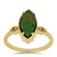 Anillo de Plata Bañada en Oro con Ammolita y Peridoto de Changbai