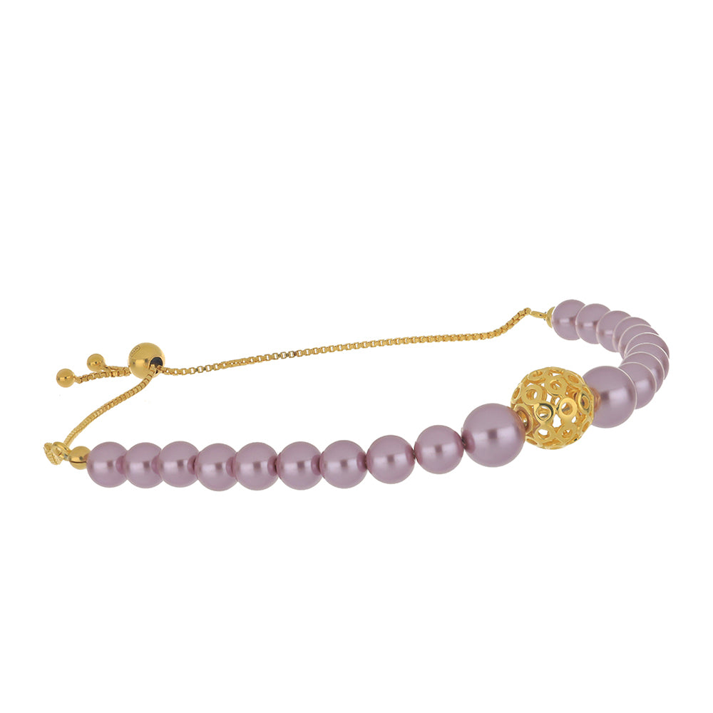 Pulsera de Plata Bañada en Oro con Perla Púrpura de Agua dulce 1 