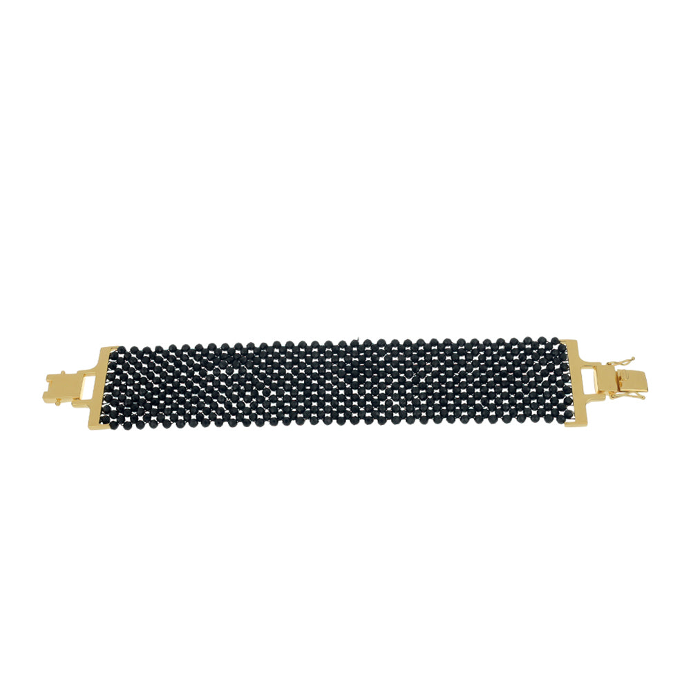 Pulsera de Plata Bañada en Oro con Espinela Negra