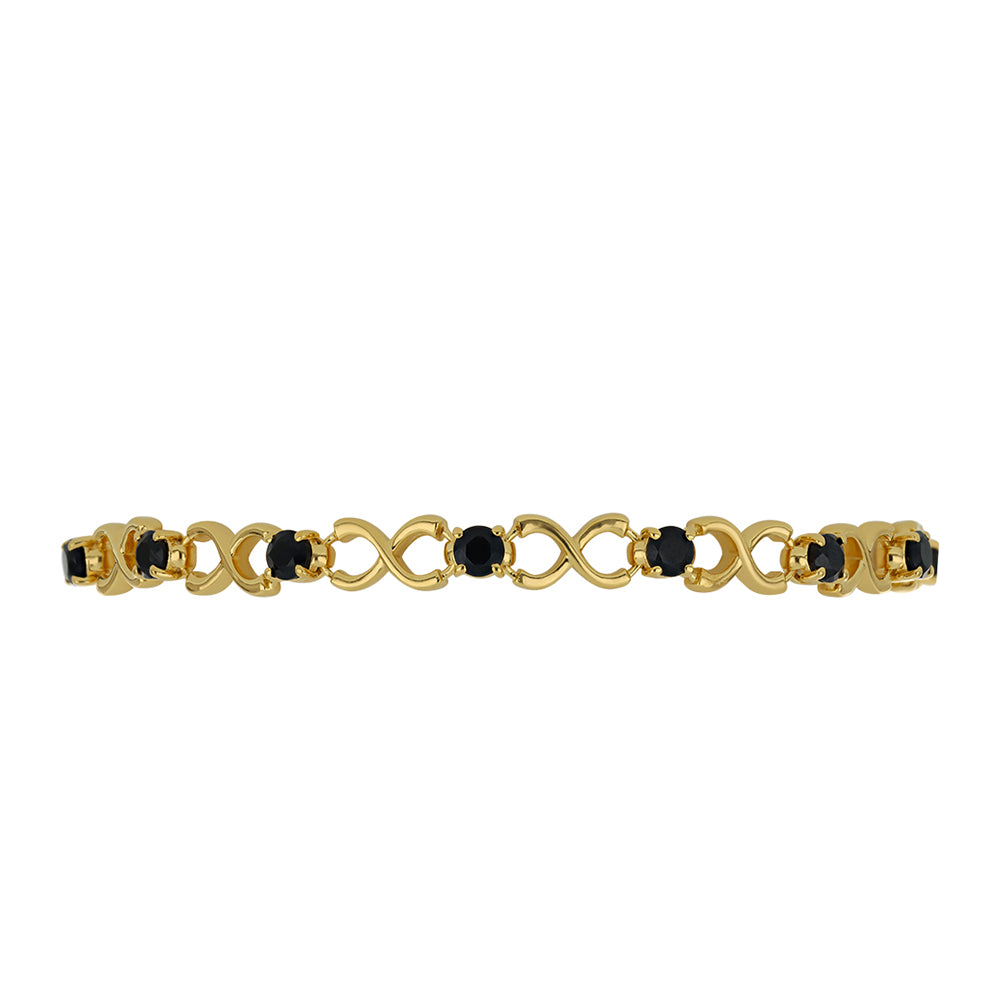Pulsera de Plata Bañada en Oro con Espinela Negra 2 