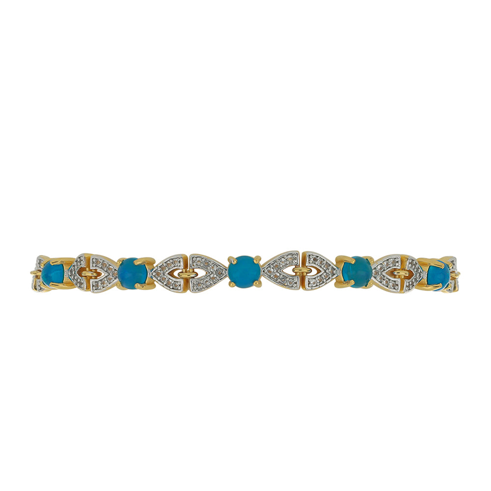 Pulsera de Plata Bañada en Oro con Ópalo Azul Paraiba de Etiopía y Topacio Blanco 2 