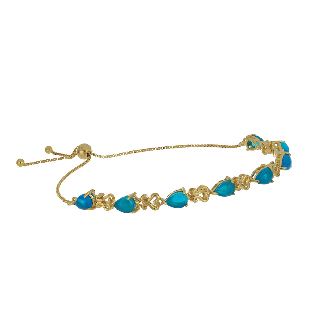 Pulsera de Plata Bañada en Oro con Ópalo Azul Paraiba de Etiopía 1 