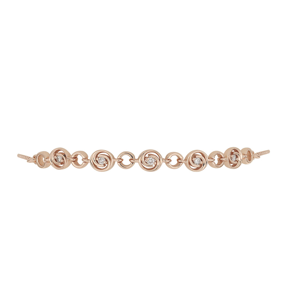 Pulsera de Plata Bañada en Oro Rosa con Diamante Rosa