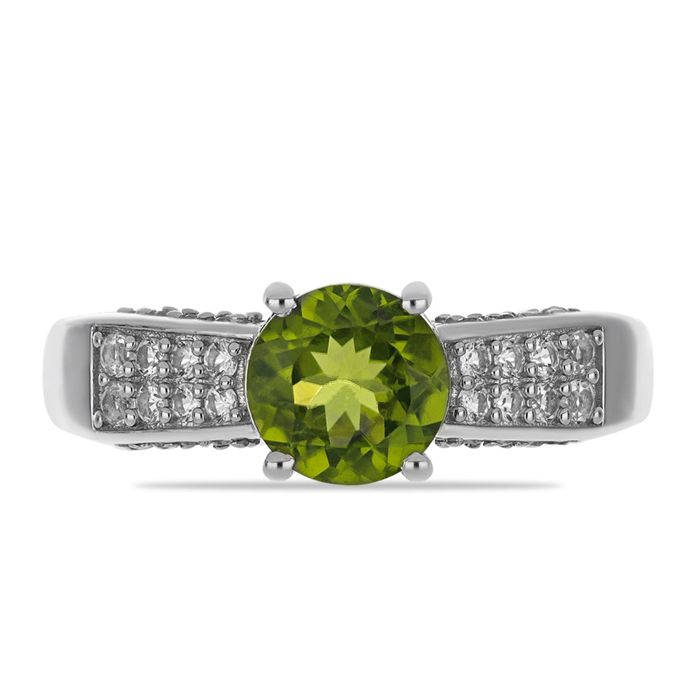 Anillo de Plata con Peridoto de Changbai y Topacio Blanco 1 