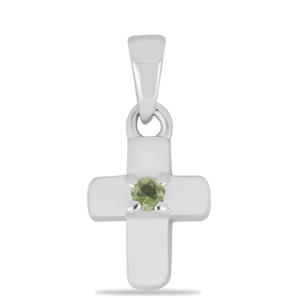 Cruz Colgante de Plata con Peridoto de Changbai