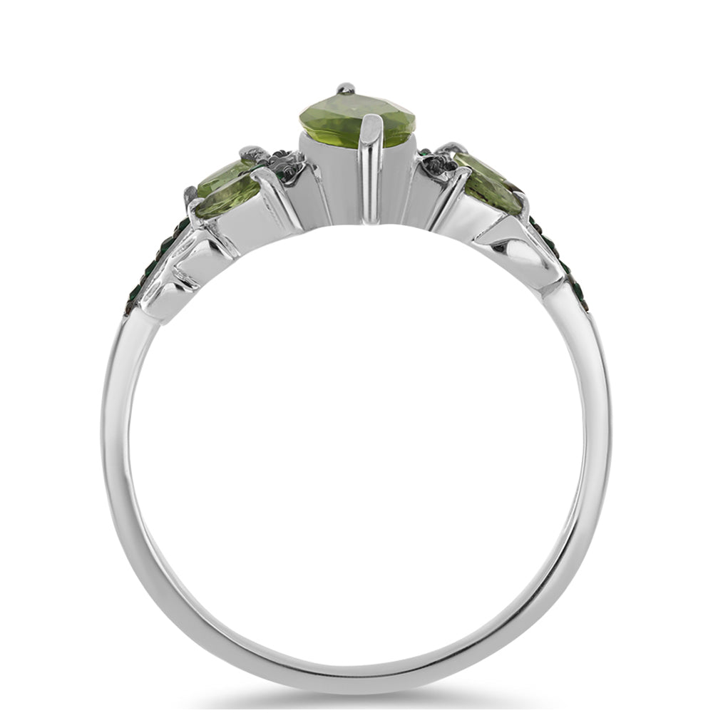 Anillo de Plata con Peridoto de Changbai y Topacio Verde 3 