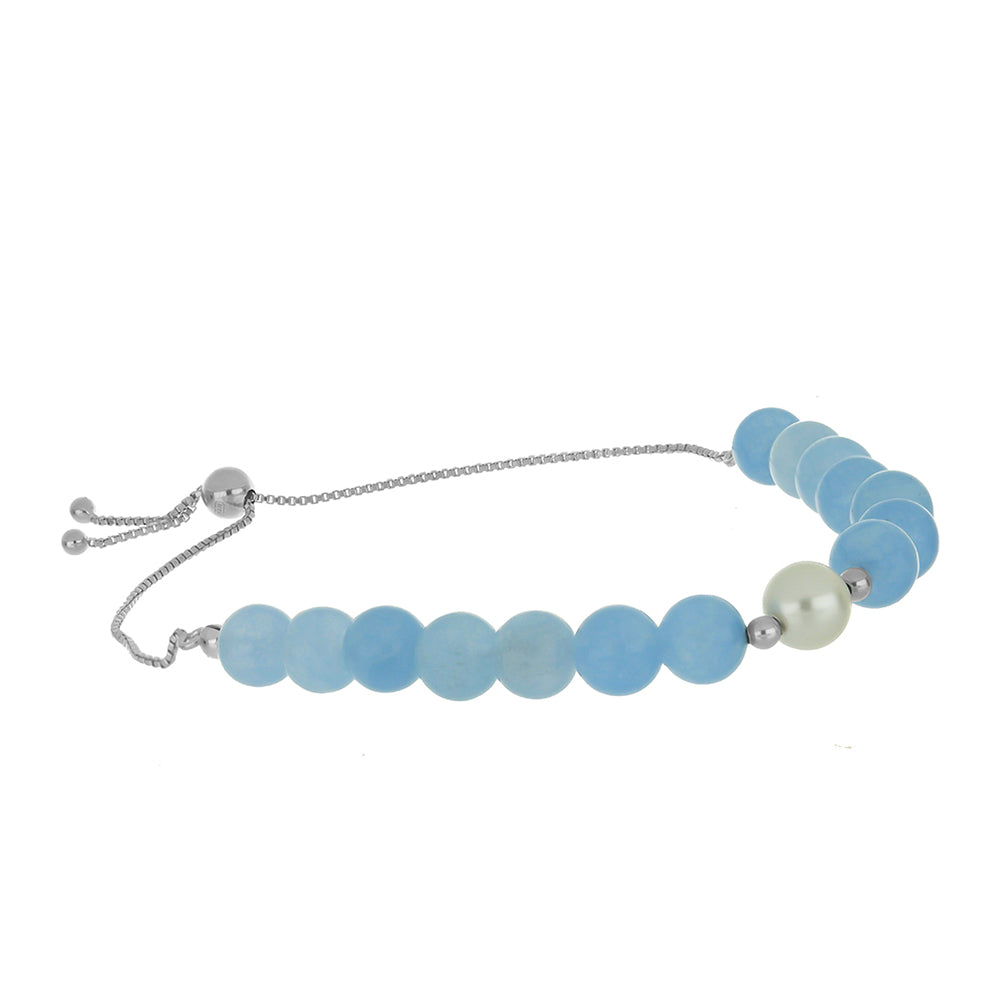 Pulsera de Plata con Aguamarina y Perla de Agua Dulce 1 