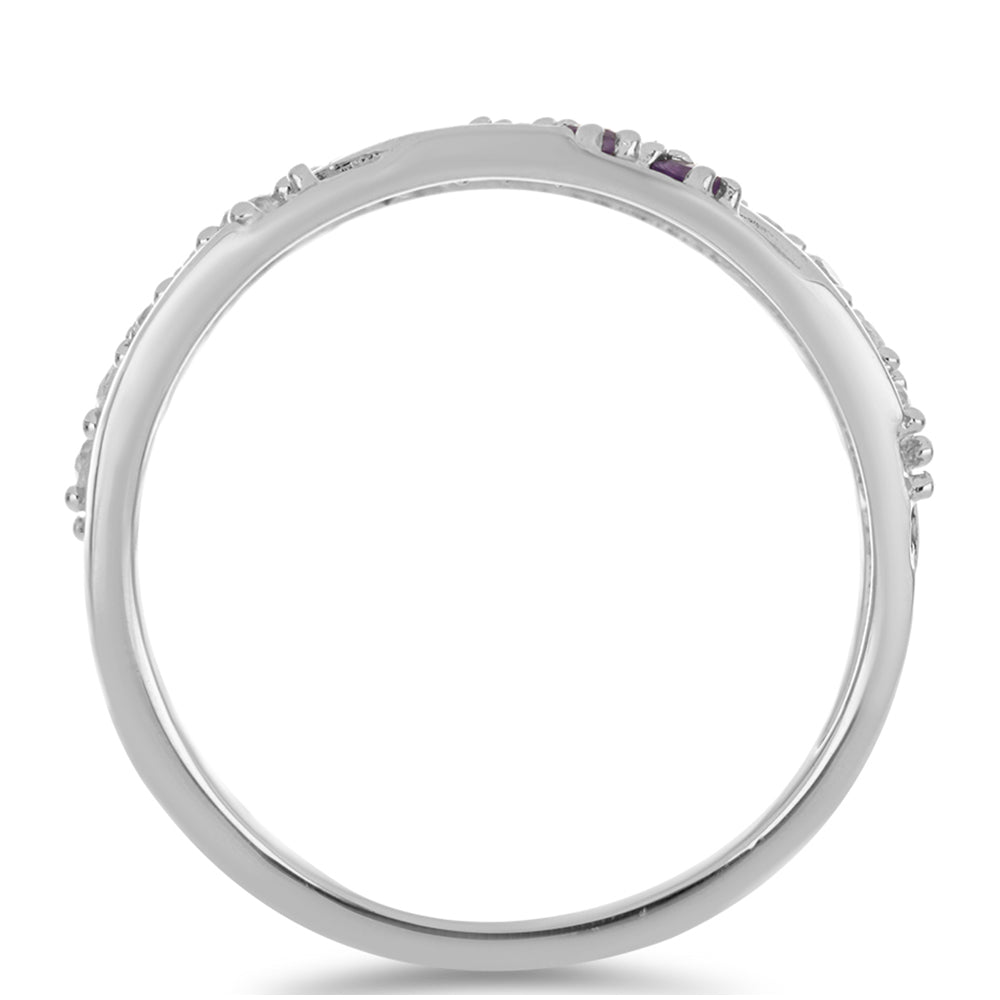 Anillo de Plata con Amatista Rosa de Francia y Topacio Blanco