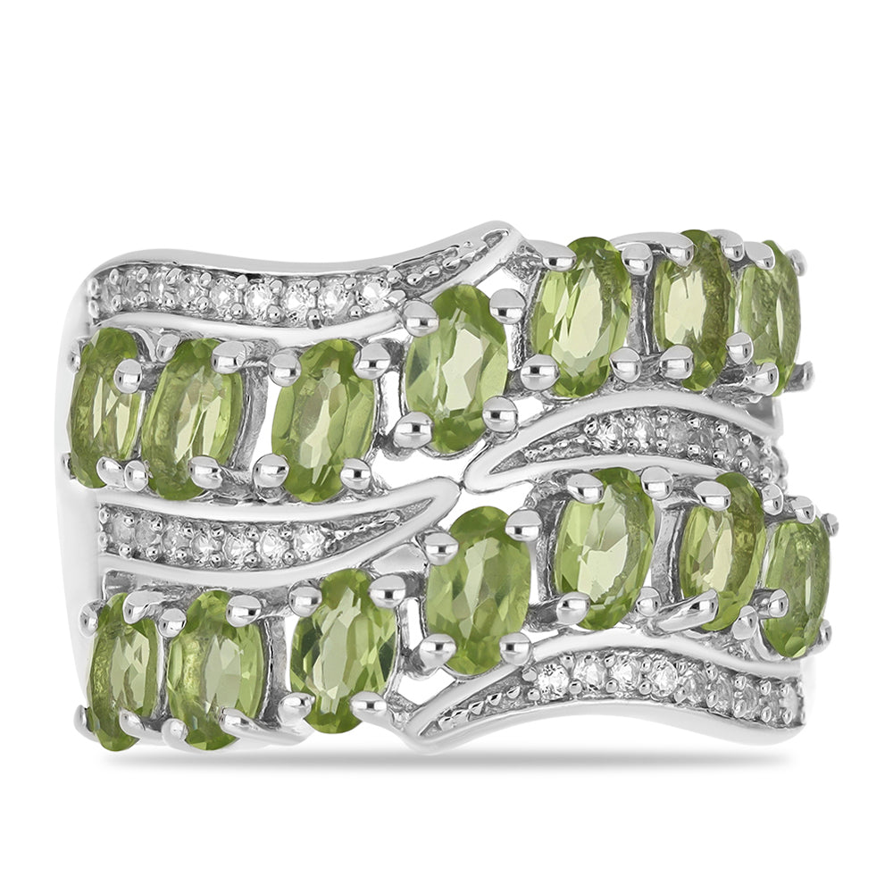 Anillo de Plata con Peridoto de Changbai y Topacio Blanco 1 