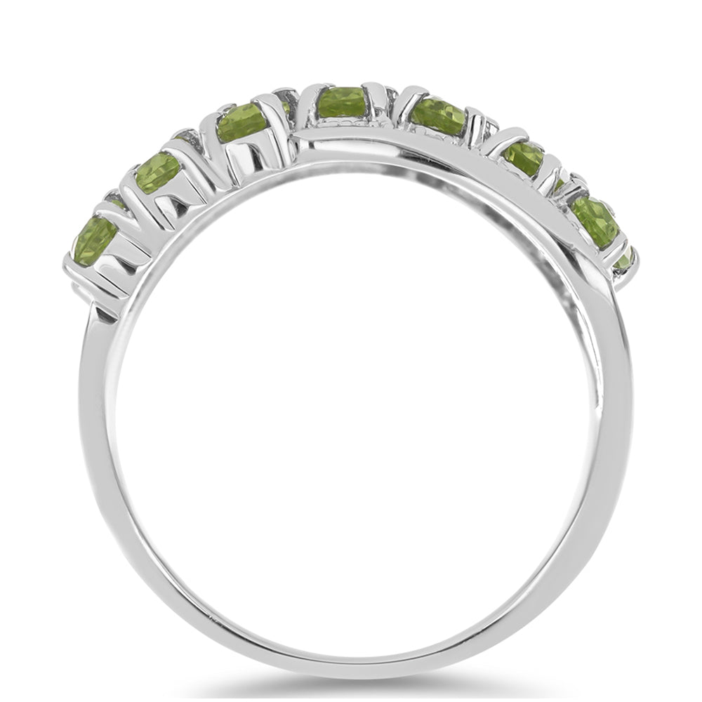 Anillo de Plata con Peridoto de Changbai y Topacio Blanco