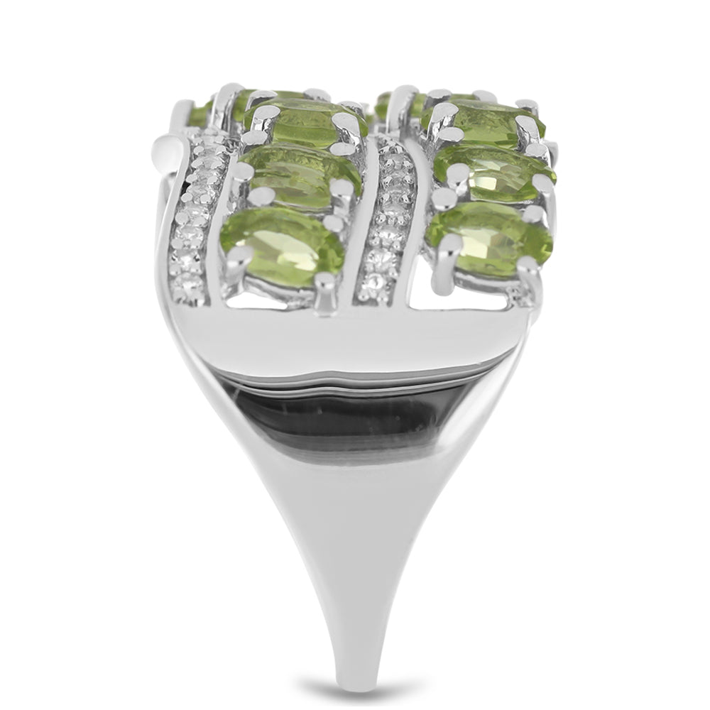 Anillo de Plata con Peridoto de Changbai y Topacio Blanco 4 