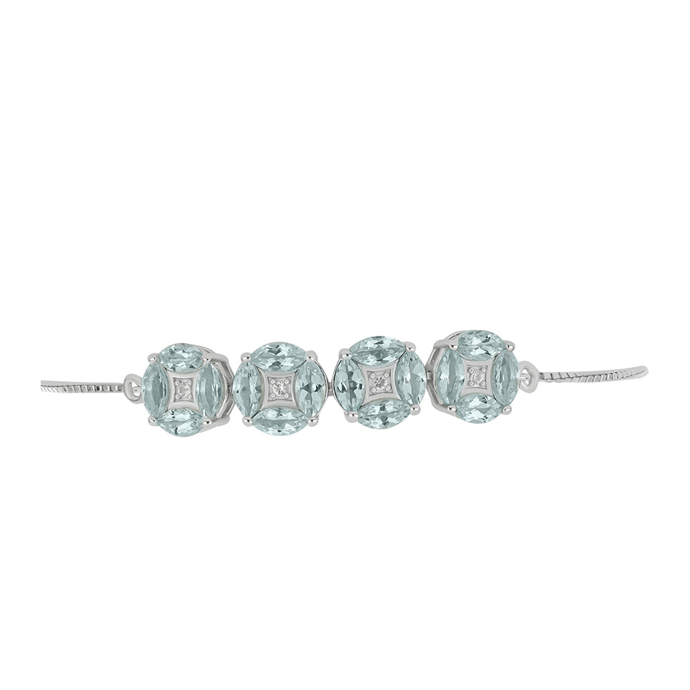 Pulsera de Plata con Aguamarina y Topacio Blanco 2 