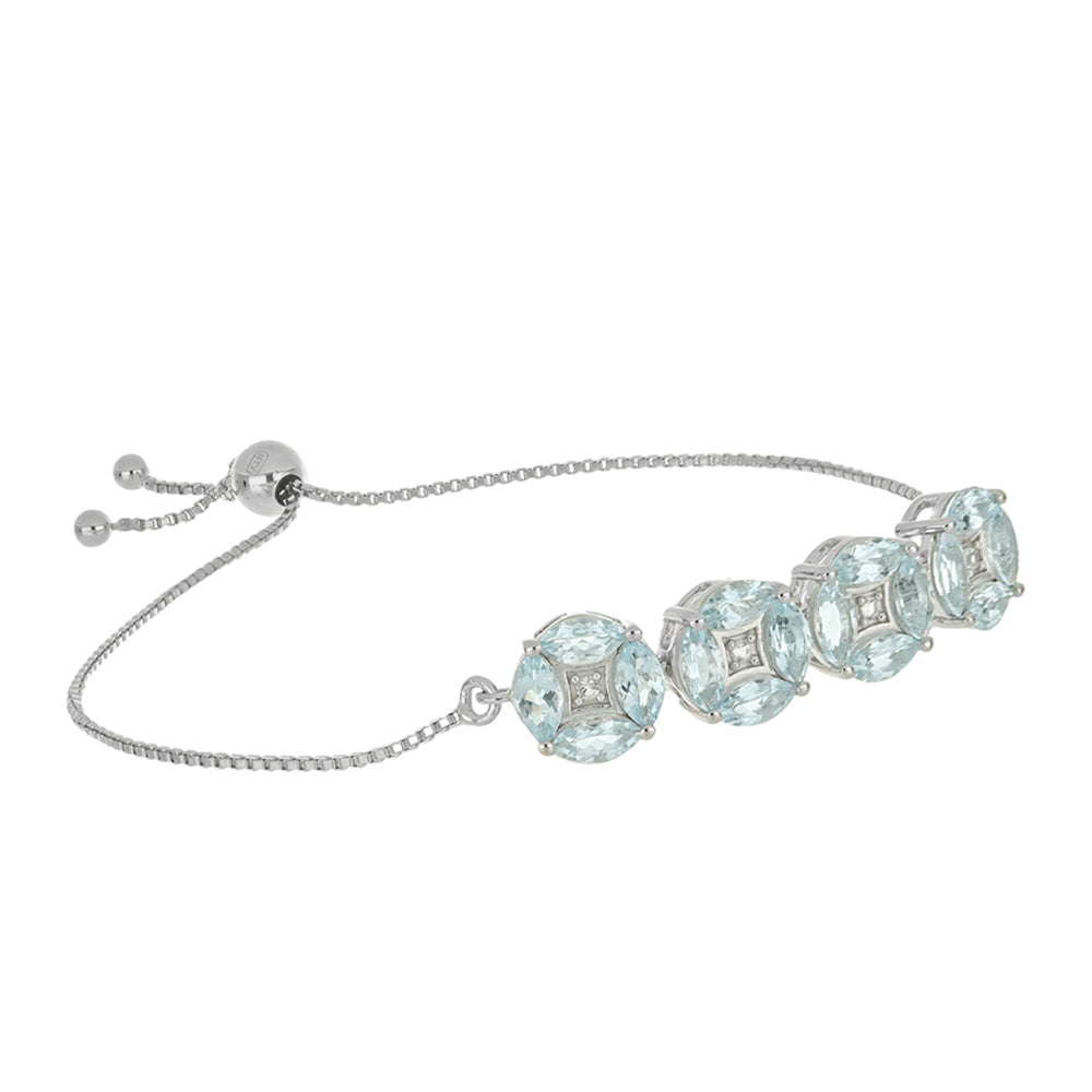 Pulsera de Plata con Aguamarina y Topacio Blanco 1 