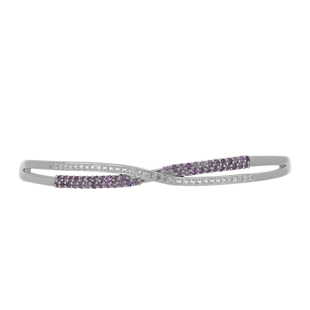 Pulsera de Plata con Amatista Rosa de Francia y Topacio Blanco 2 