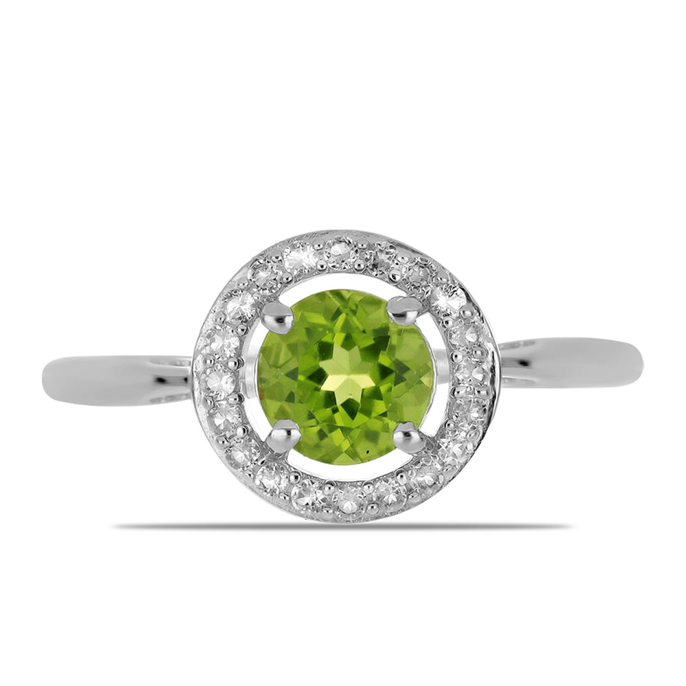 Anillo de Plata con Peridoto de Changbai y Topacio Blanco