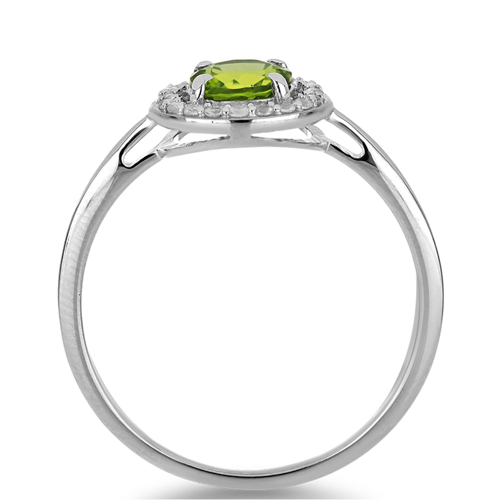 Anillo de Plata con Peridoto de Changbai y Topacio Blanco 2 