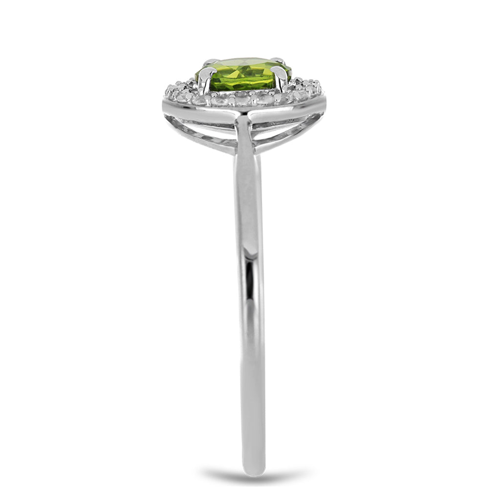 Anillo de Plata con Peridoto de Changbai y Topacio Blanco