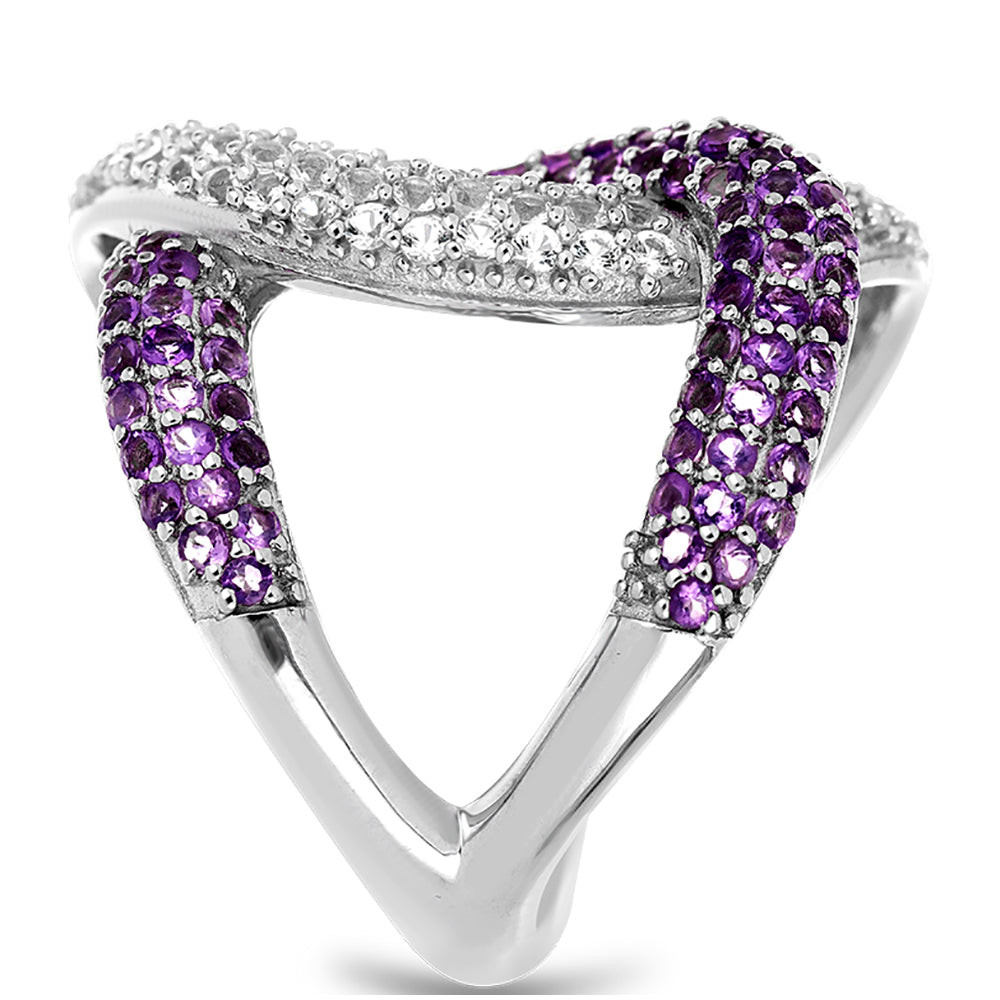 Anillo de Plata con Amatista Rosa de Francia y Topacio Blanco 3 