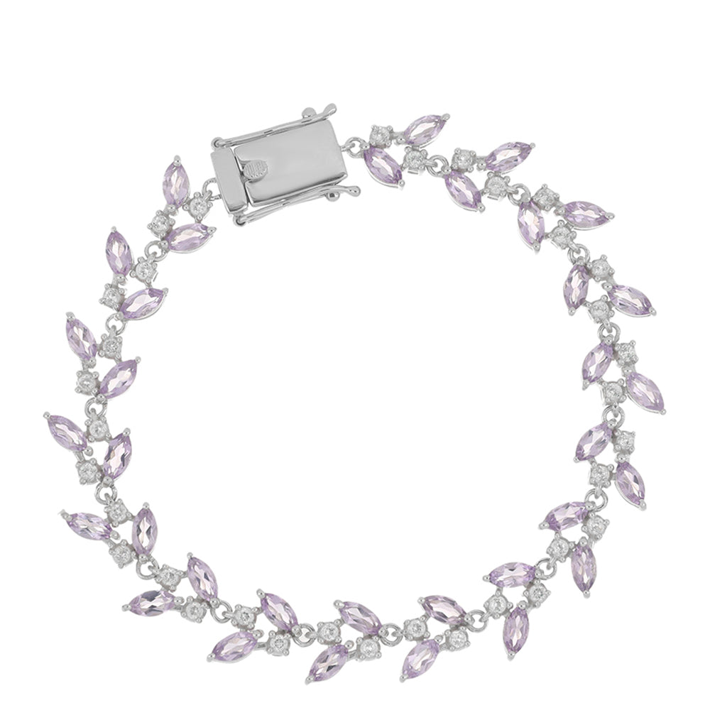 Pulsera de Plata con Amatista Rosa de Francia y Topacio Blanco 1 