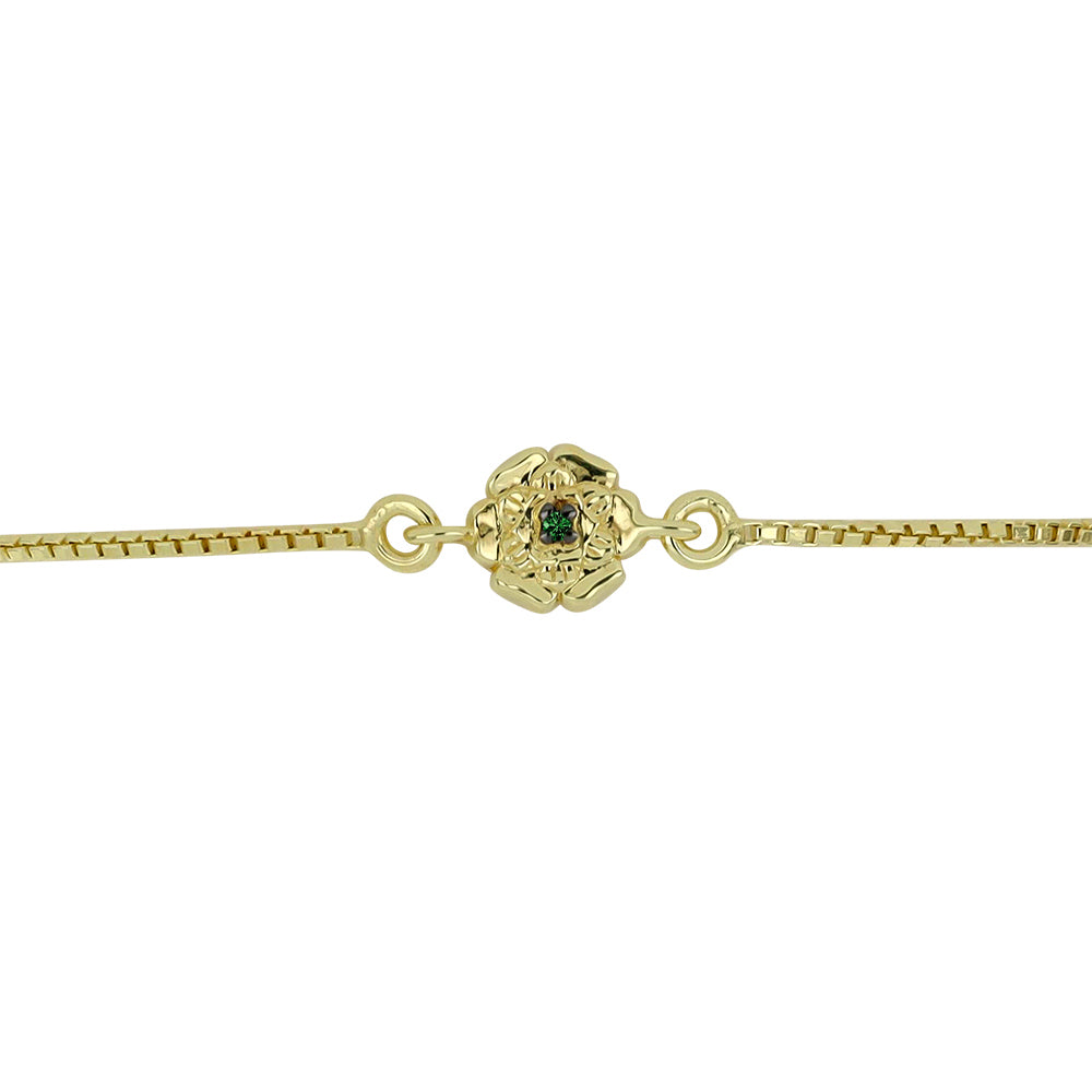 Pulsera de Plata Bañada en Oro con Diamante Verde