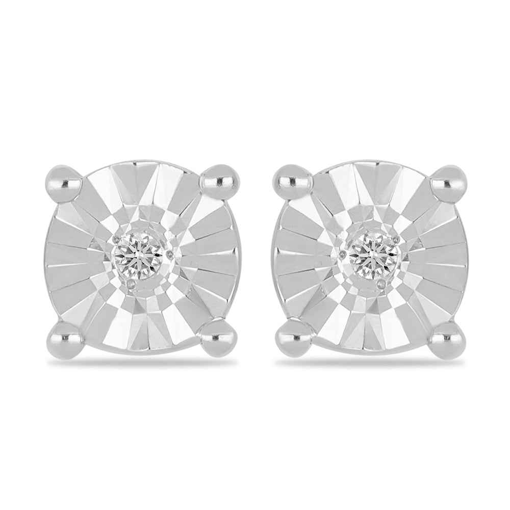 Pendientes de Plata Bañada en Oro con Diamante blanco 1 