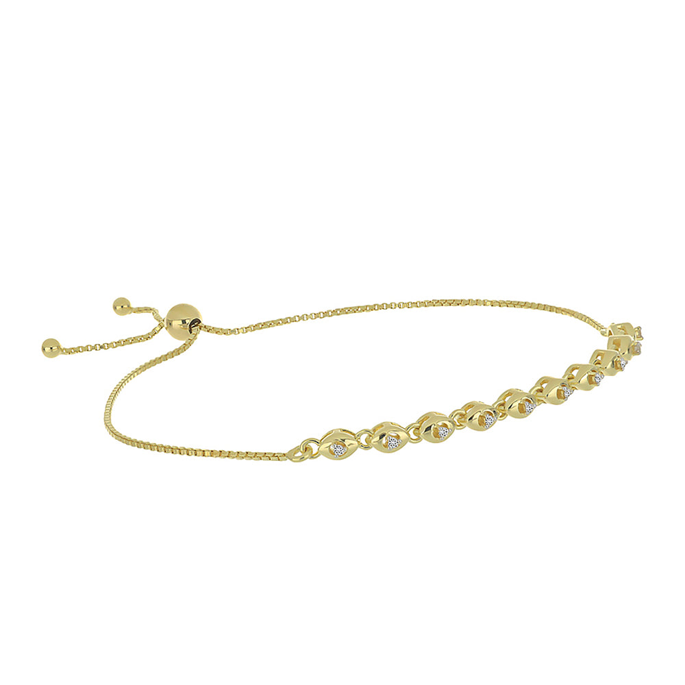 Pulsera de Plata Bañada en Oro con Diamante blanco