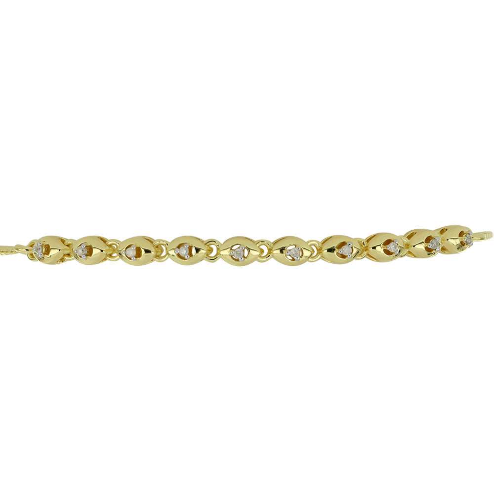 Pulsera de Plata Bañada en Oro con Diamante blanco