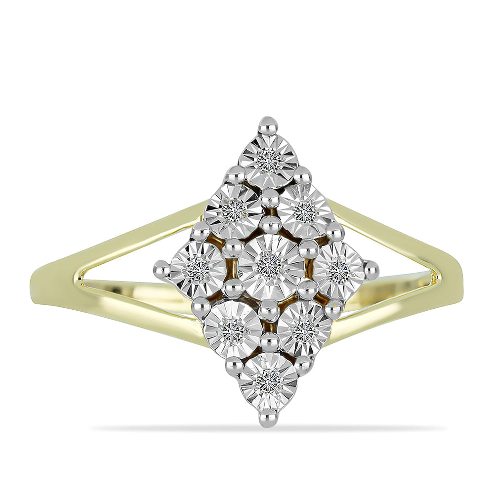 Anillo de Plata Bañada en Oro con Diamante blanco
