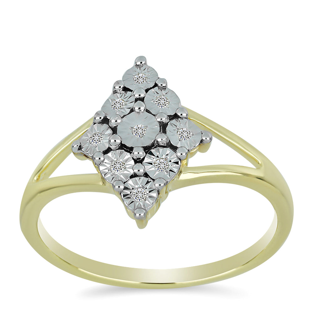 Anillo de Plata Bañada en Oro con Diamante blanco 2 