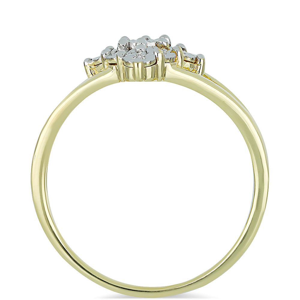Anillo de Plata Bañada en Oro con Diamante blanco 3 