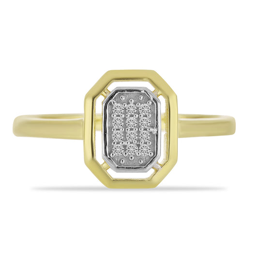 Anillo de Plata Bañada en Oro con Diamante blanco