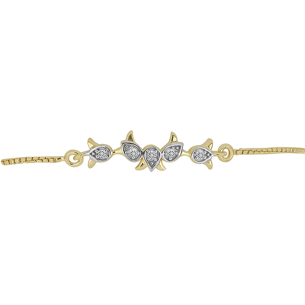 Pulsera de Plata Bañada en Oro con Diamante blanco