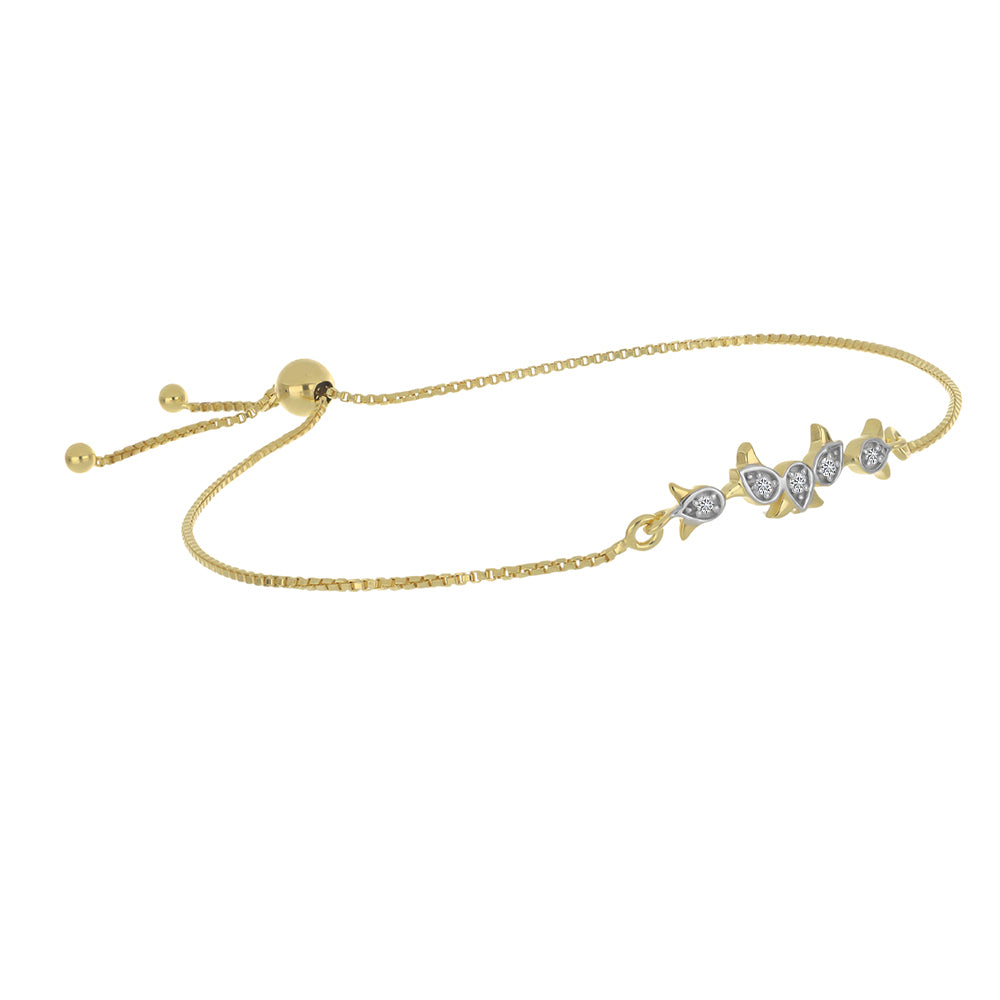 Pulsera de Plata Bañada en Oro con Diamante blanco