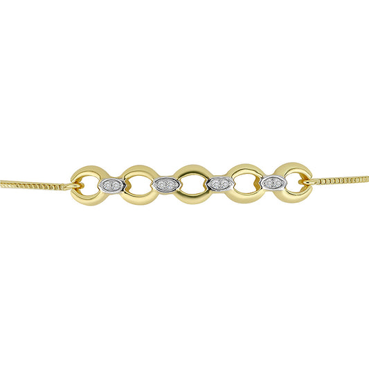 Pulsera de Plata Bañada en Oro con Diamante blanco