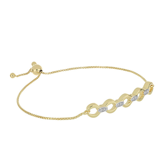 Pulsera de Plata Bañada en Oro con Diamante blanco