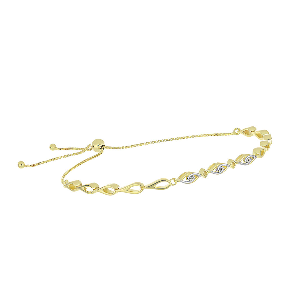 Pulsera de Plata Bañada en Oro con Diamante blanco