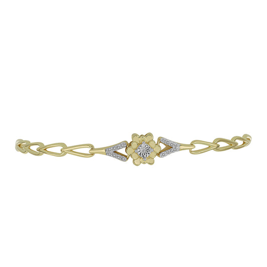 Pulsera de Plata Bañada en Oro con Diamante blanco