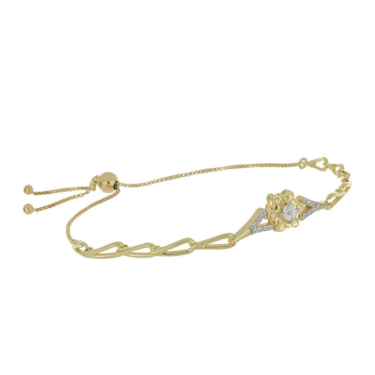 Pulsera de Plata Bañada en Oro con Diamante blanco