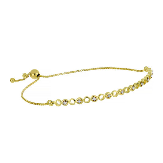 Pulsera de Plata Bañada en Oro con Diamante blanco