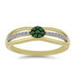 Anillo de Plata Bañada en Oro con Diamante Verde y Diamante blanco