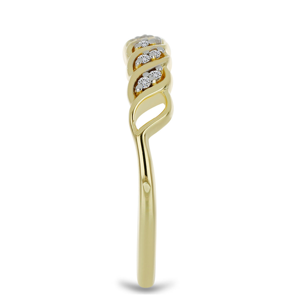 Anillo de Plata Bañada en Oro con Diamante blanco 4 