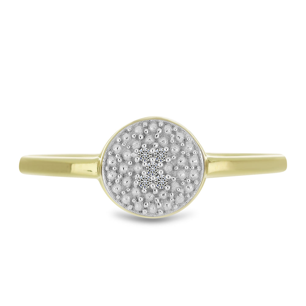 Anillo de Plata Bañada en Oro con Diamante blanco 1 