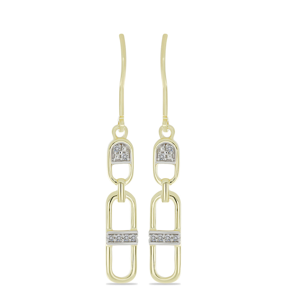 Pendientes de Plata Bañada en Oro con Diamante blanco 1 