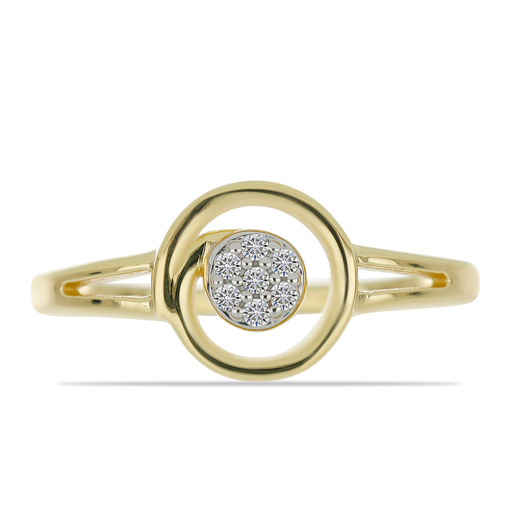 Anillo de Plata Bañada en Oro con Diamante blanco