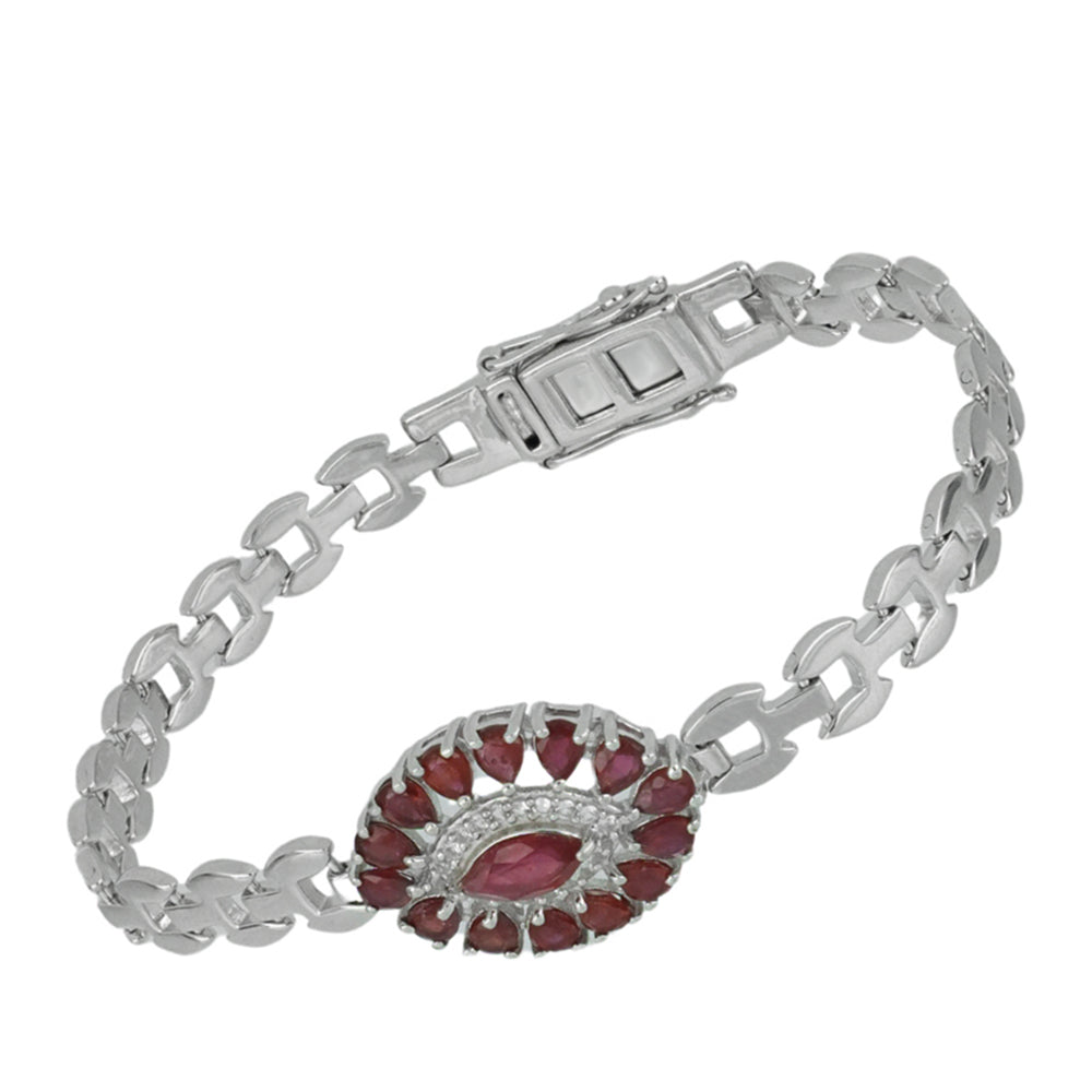 Pulsera de Plata con Rubí de Madagascar y Topacio Blanco 2 