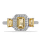 Anillo de Plata con Citrino de los Montes Urales y Topacio Blanco