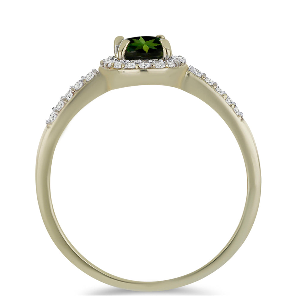 Anillo de Oro 9K con Turmalina Verde y Zircón Blanco 2 