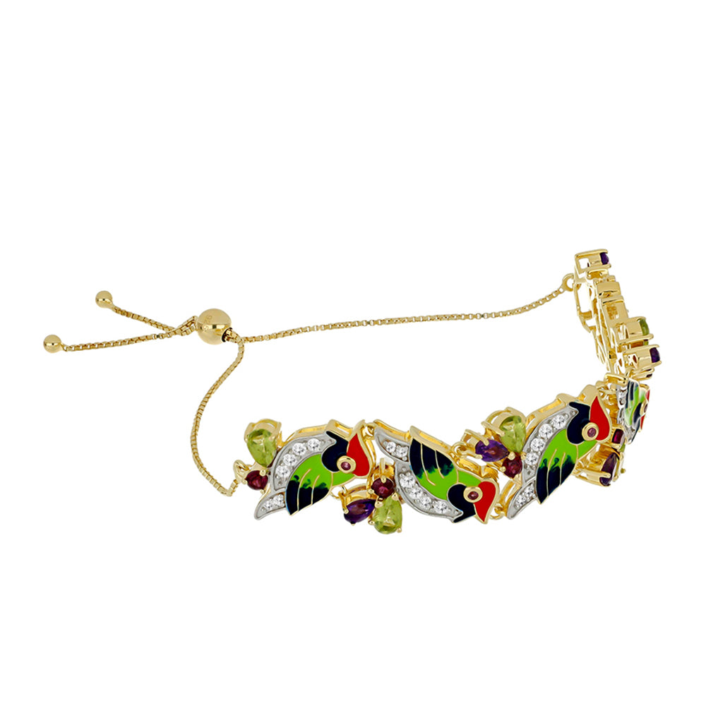 Pulsera de Plata Bañada en Oro con Amatista de Marruecos y Peridoto de Changbai 1 