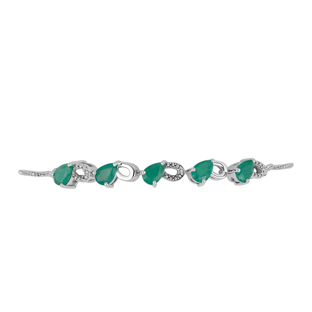 Pulsera de Plata con Esmeralda de Brasil y Diamante blanco 2 